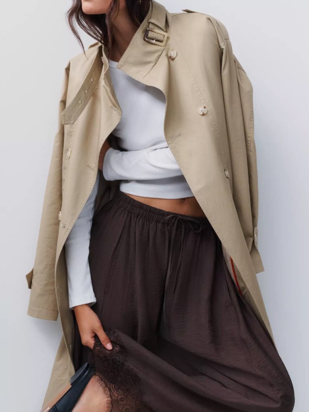 NWT By Anthropologie 100% Cotton Funnel Neck Trench Coat Medium
